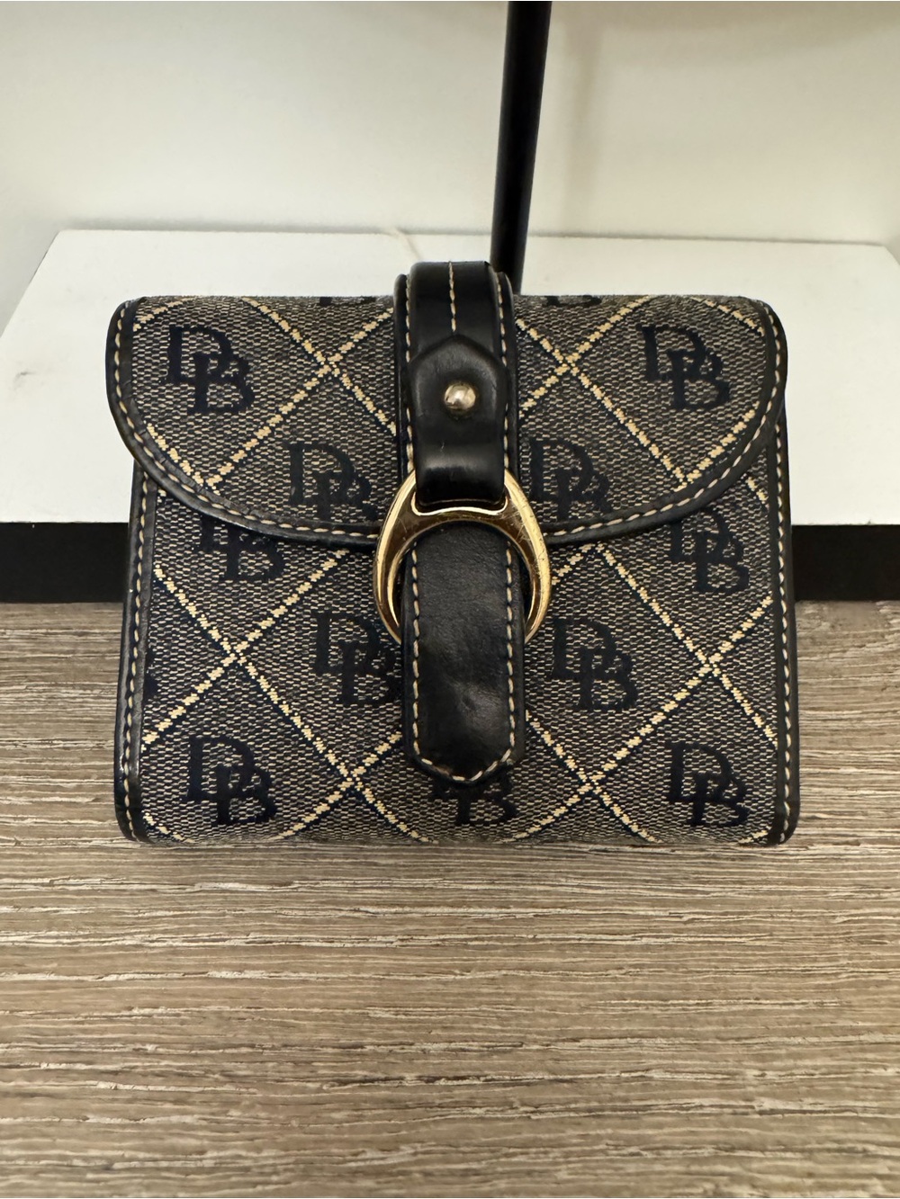 Dooney & Bourke Signature Quilted Mini Wallet - Black/Beige